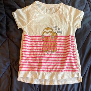 Cat & Jack Cream and‎ Pink Sloth Tee Short Sleeve